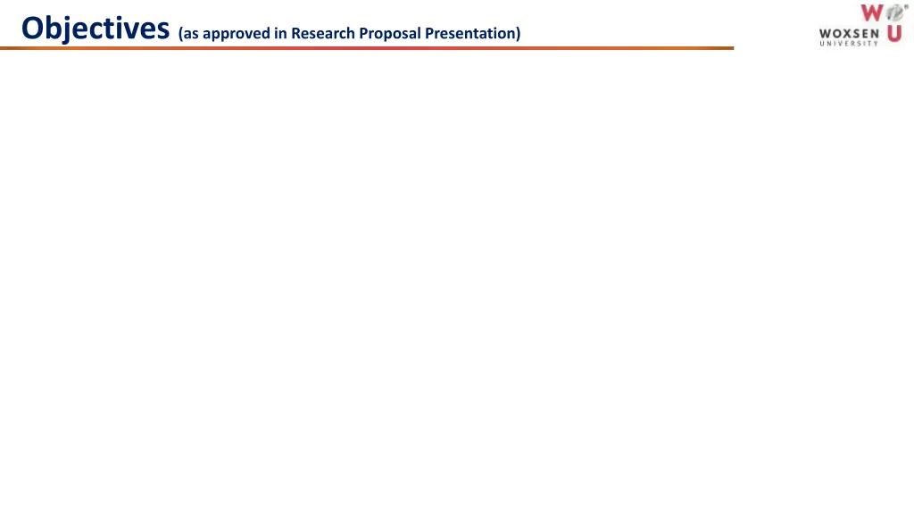 objectives as approved in research proposal