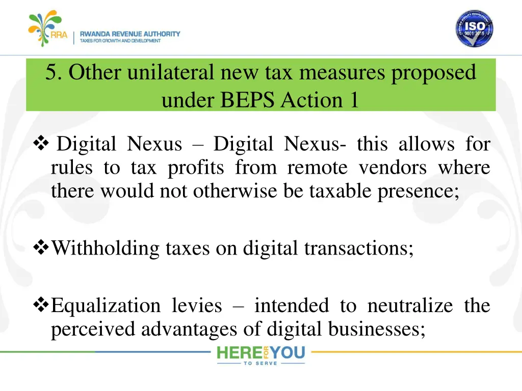 5 other unilateral new tax measures proposed