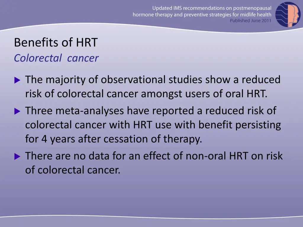 benefits of hrt colorectal cancer 1