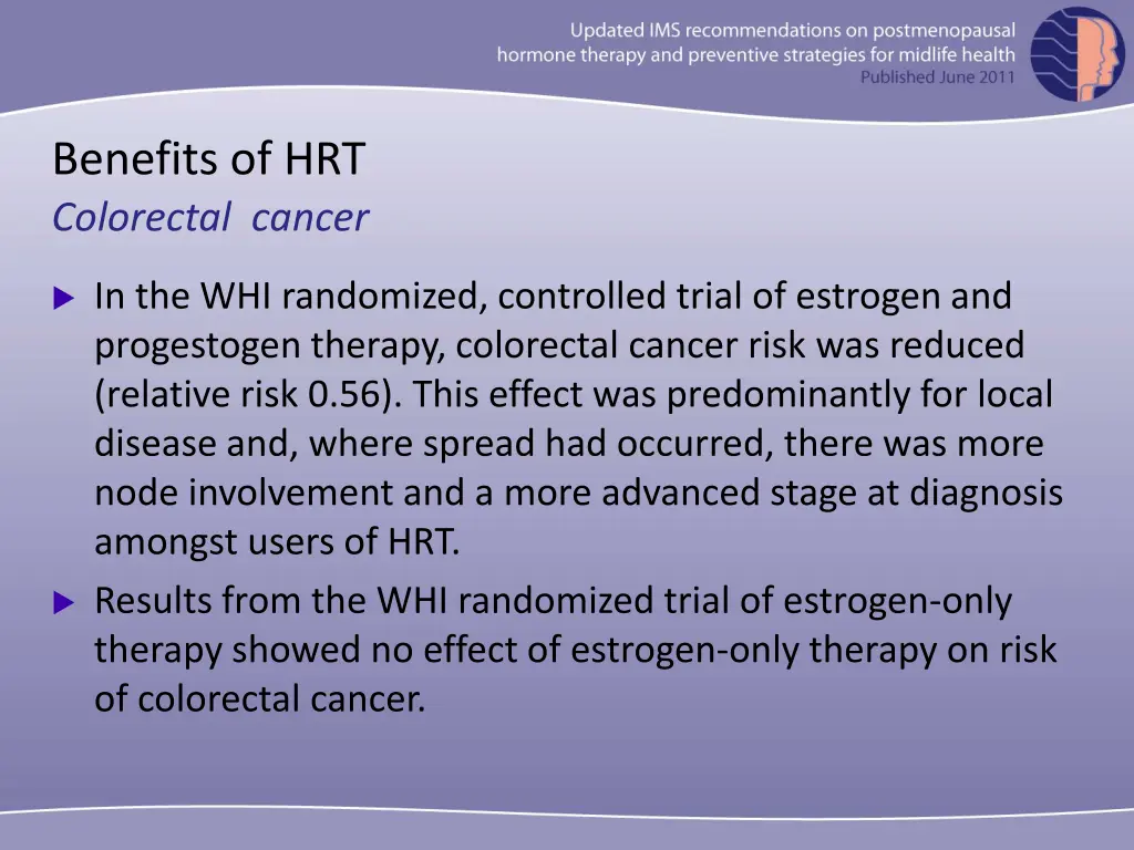 benefits of hrt colorectal cancer