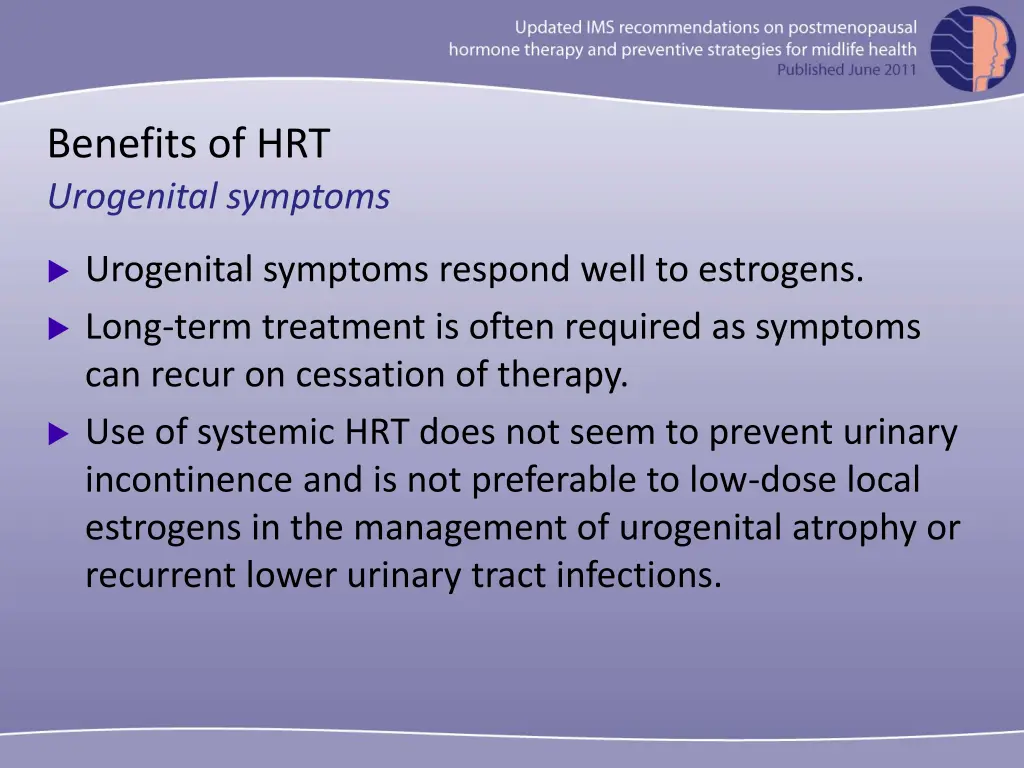 benefits of hrt urogenital symptoms 1