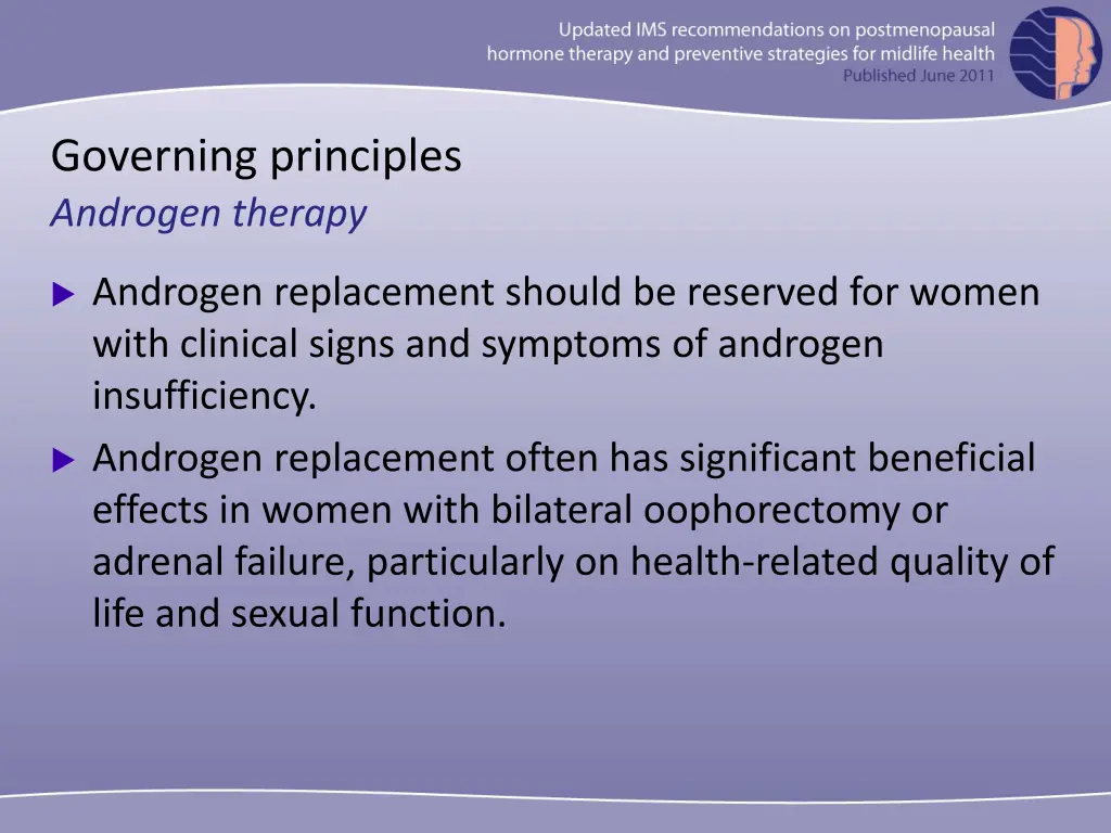 governing principles androgen therapy