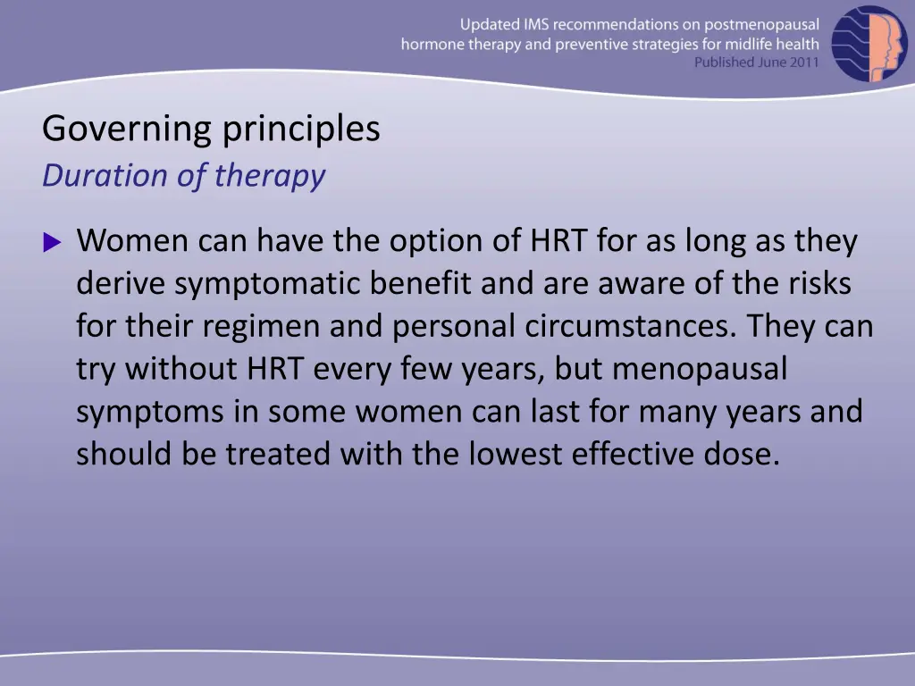 governing principles duration of therapy 1