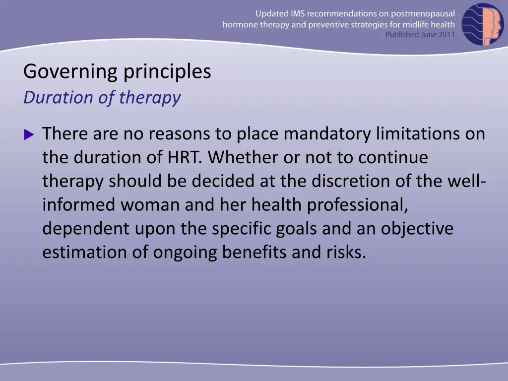 governing principles duration of therapy