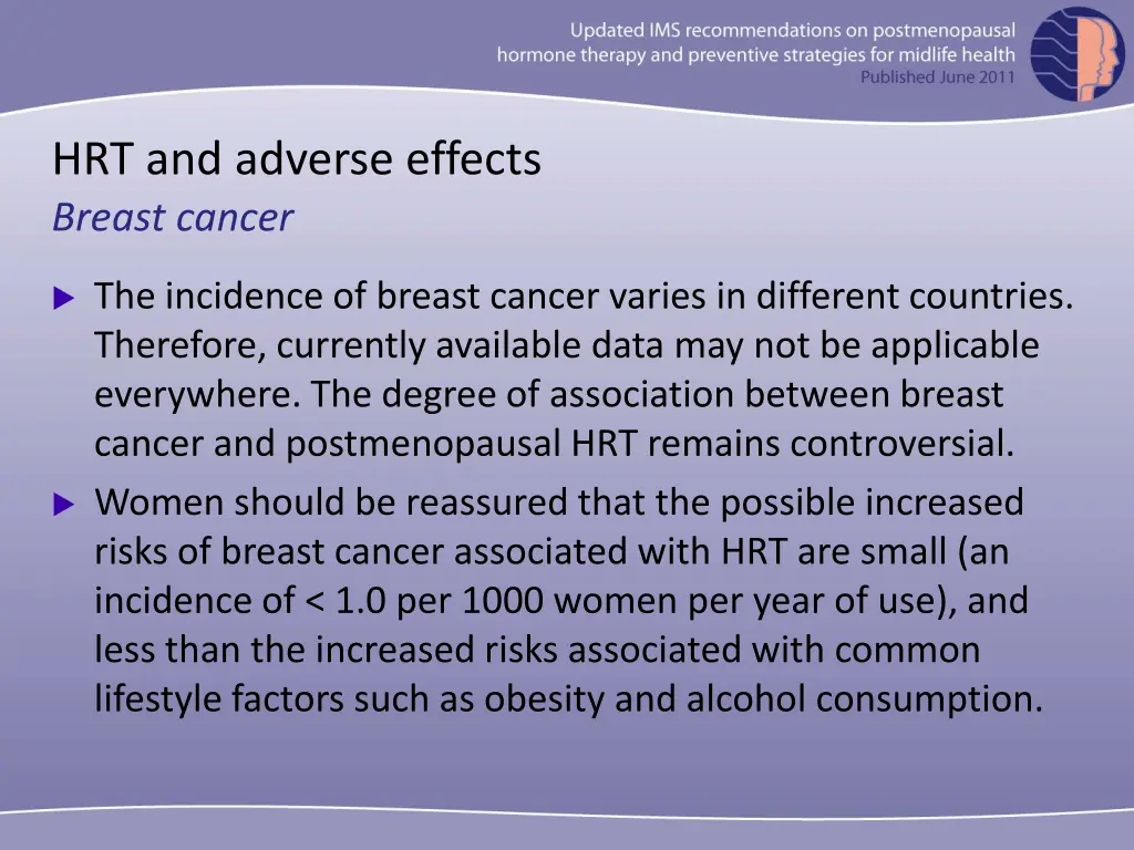 hrt and adverse effects breast cancer