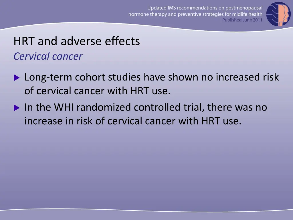 hrt and adverse effects cervical cancer