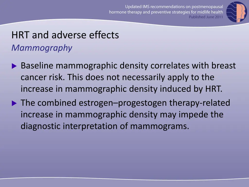 hrt and adverse effects mammography