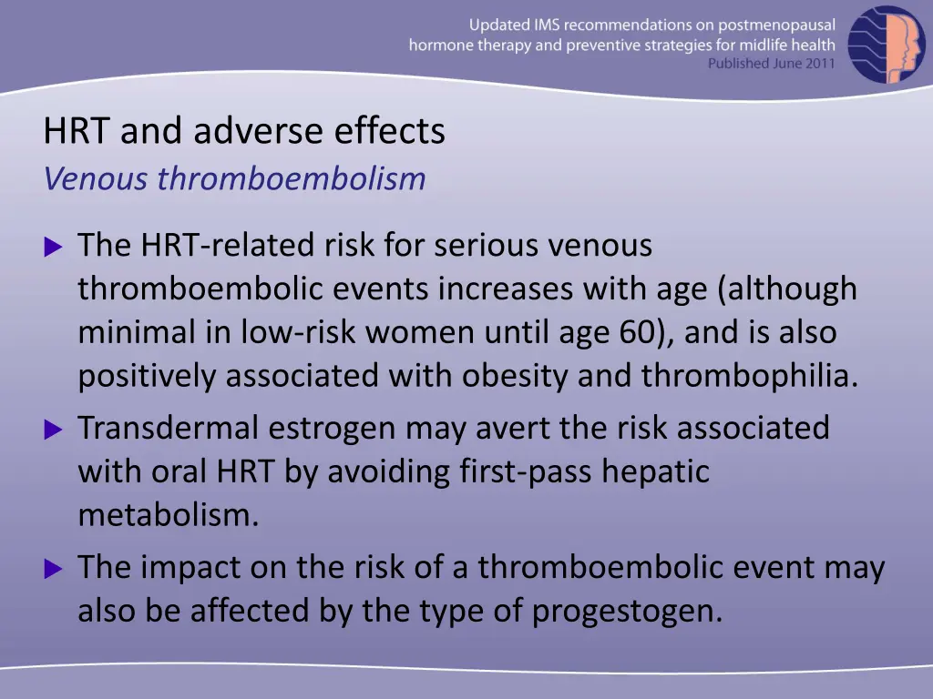 hrt and adverse effects venous thromboembolism