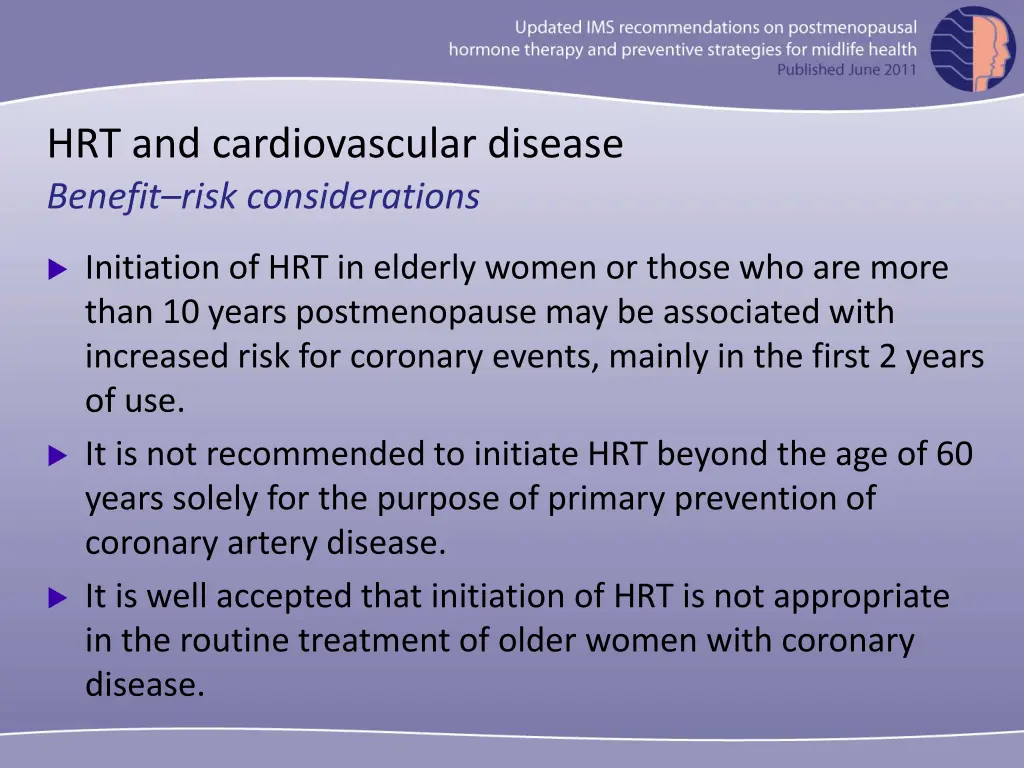 hrt and cardiovascular disease benefit risk 1