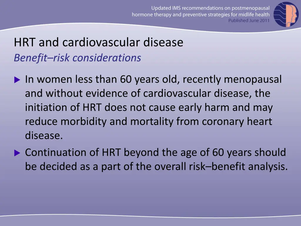 hrt and cardiovascular disease benefit risk