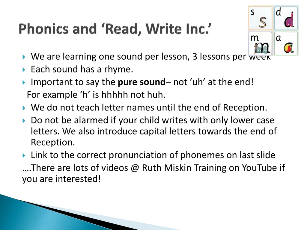 we are learning one sound per lesson 3 lessons