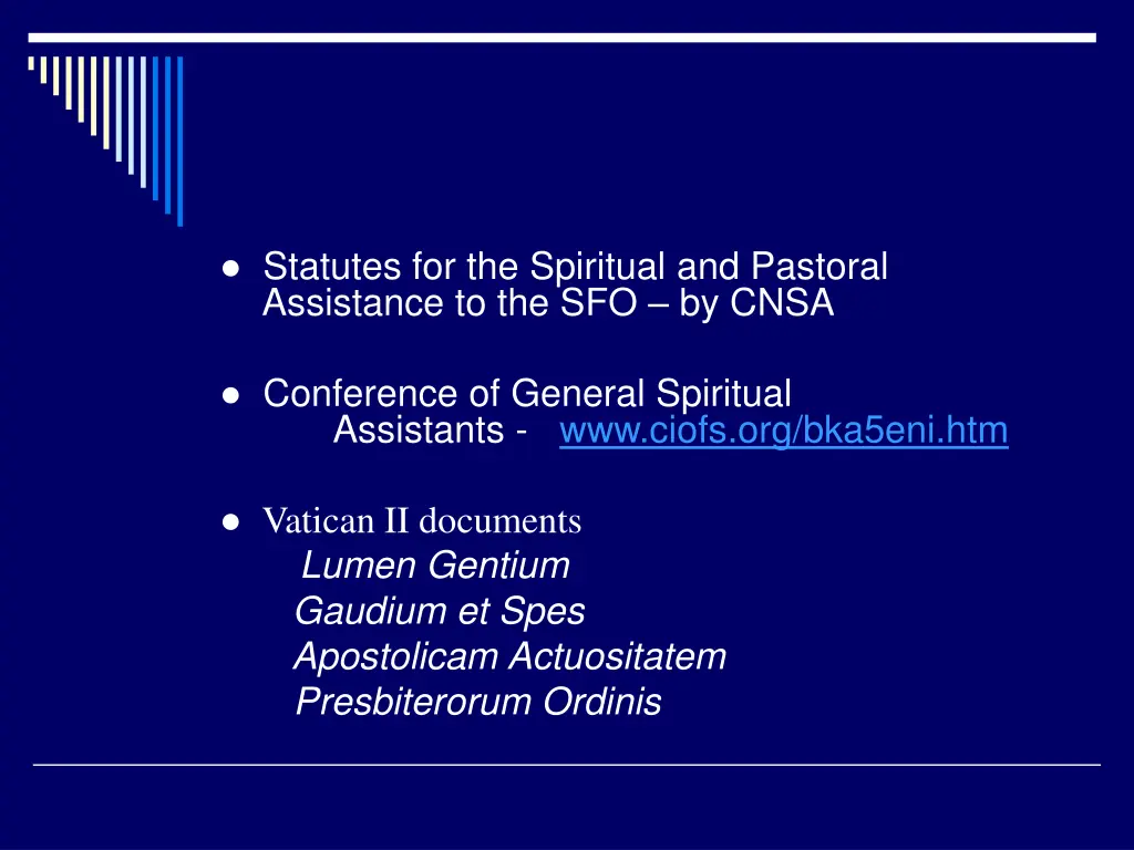 statutes for the spiritual and pastoral