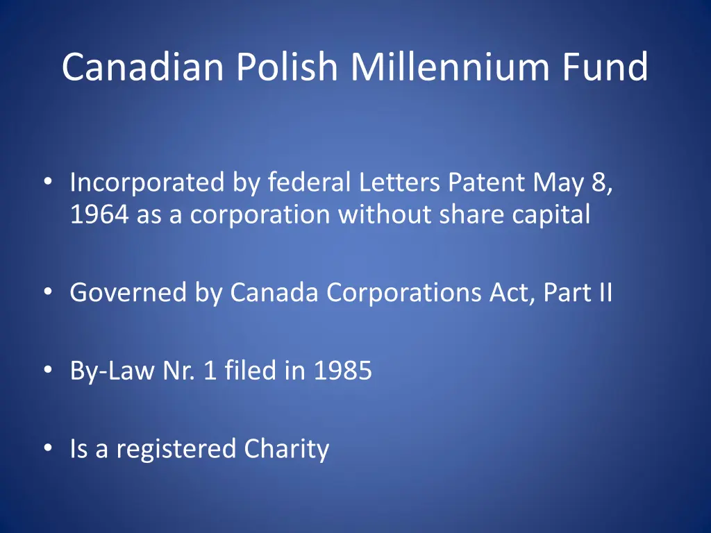 canadian polish millennium fund