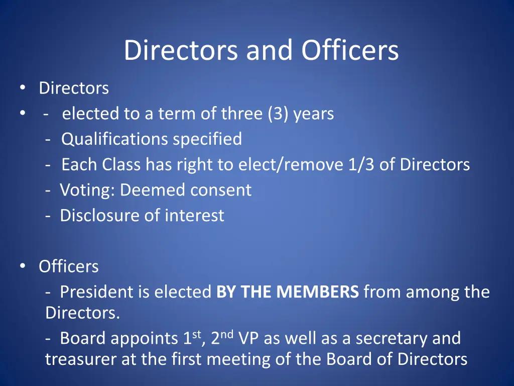 directors and officers