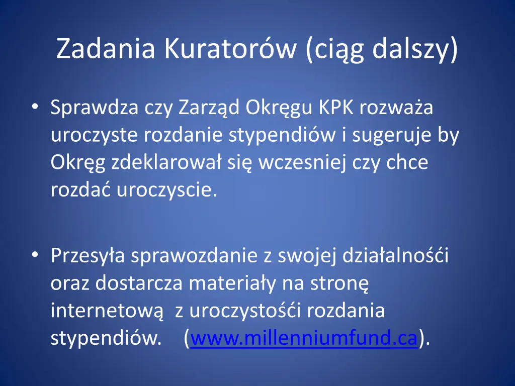 zadania kurator w ci g dalszy 2