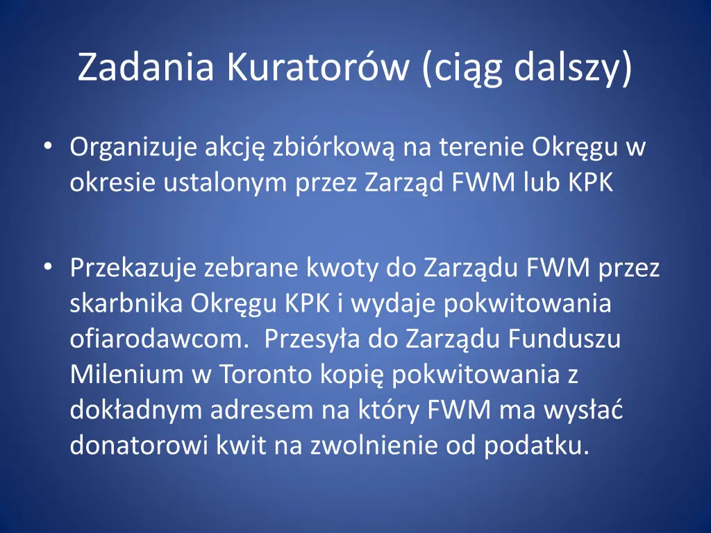 zadania kurator w ci g dalszy