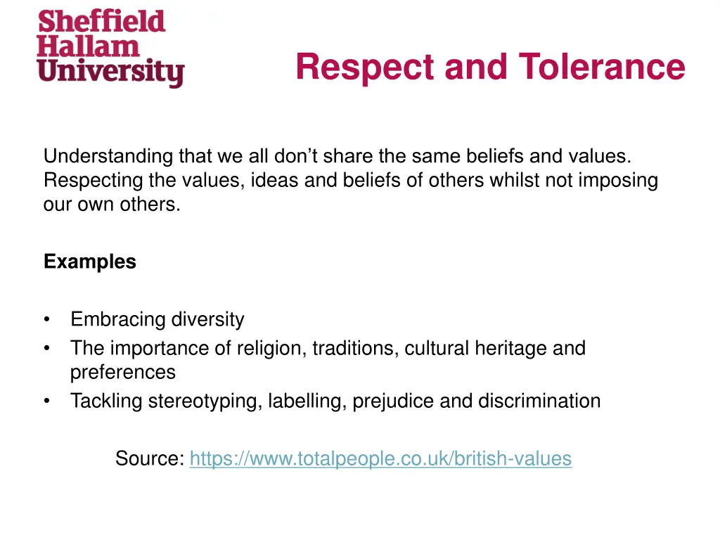 respect and tolerance