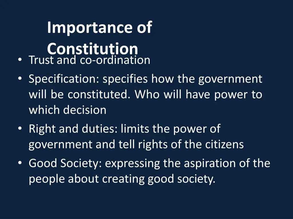 importance of constitution trustand co ordination