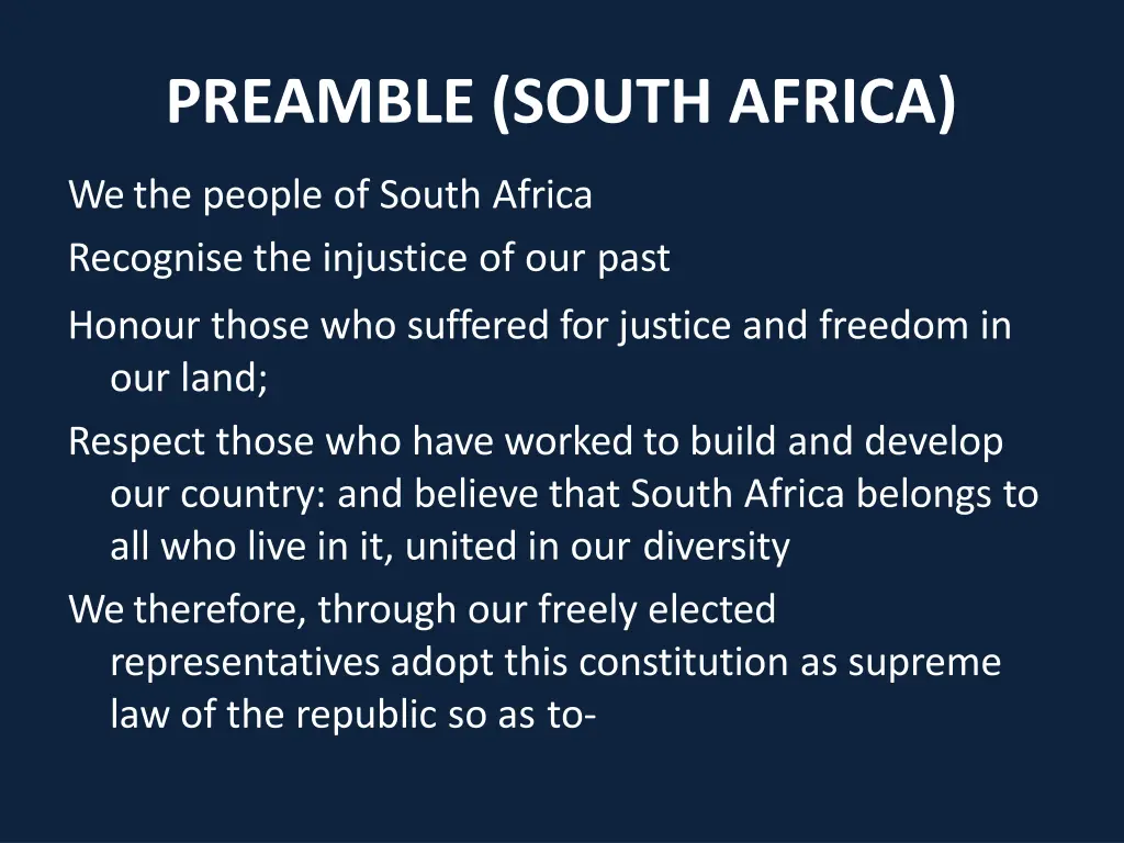 preamble south africa