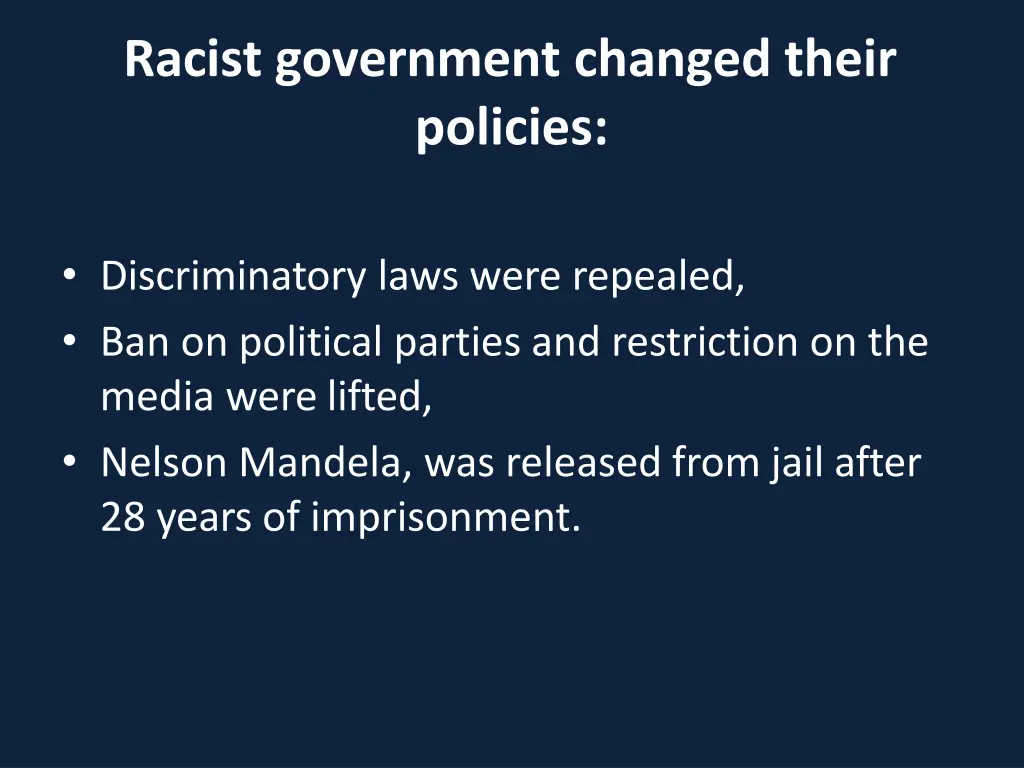 racist government changed their policies