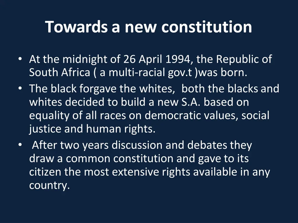 towards a new constitution