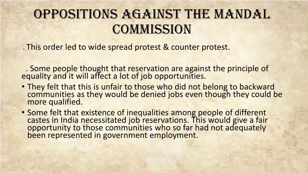 oppositions against the mandal commission