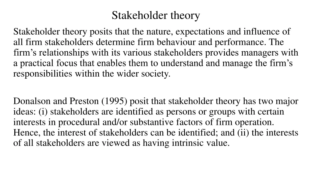 stakeholder theory