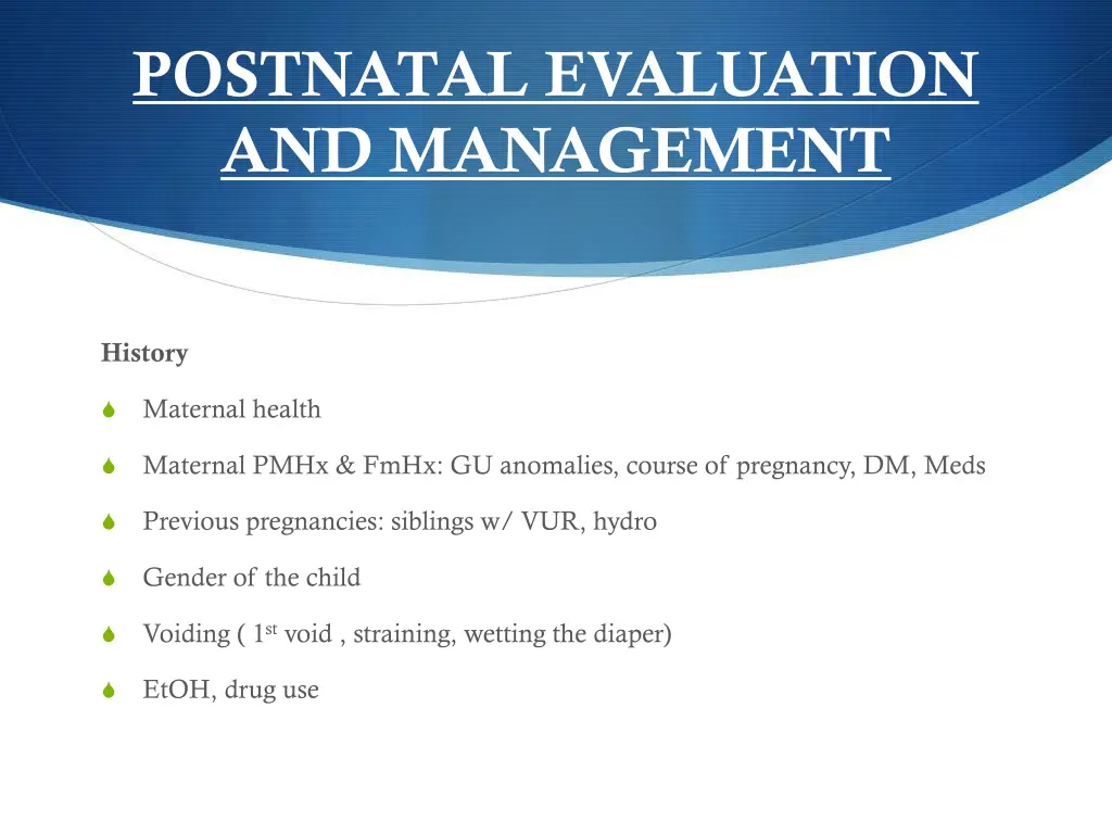 postnatal evaluation and management