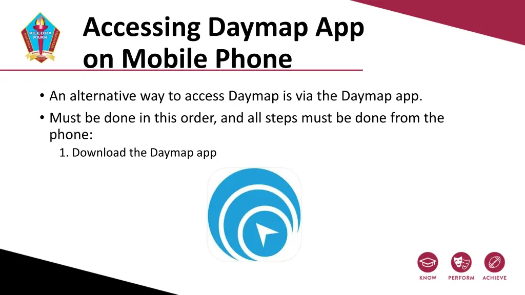 accessing daymap app on mobile phone