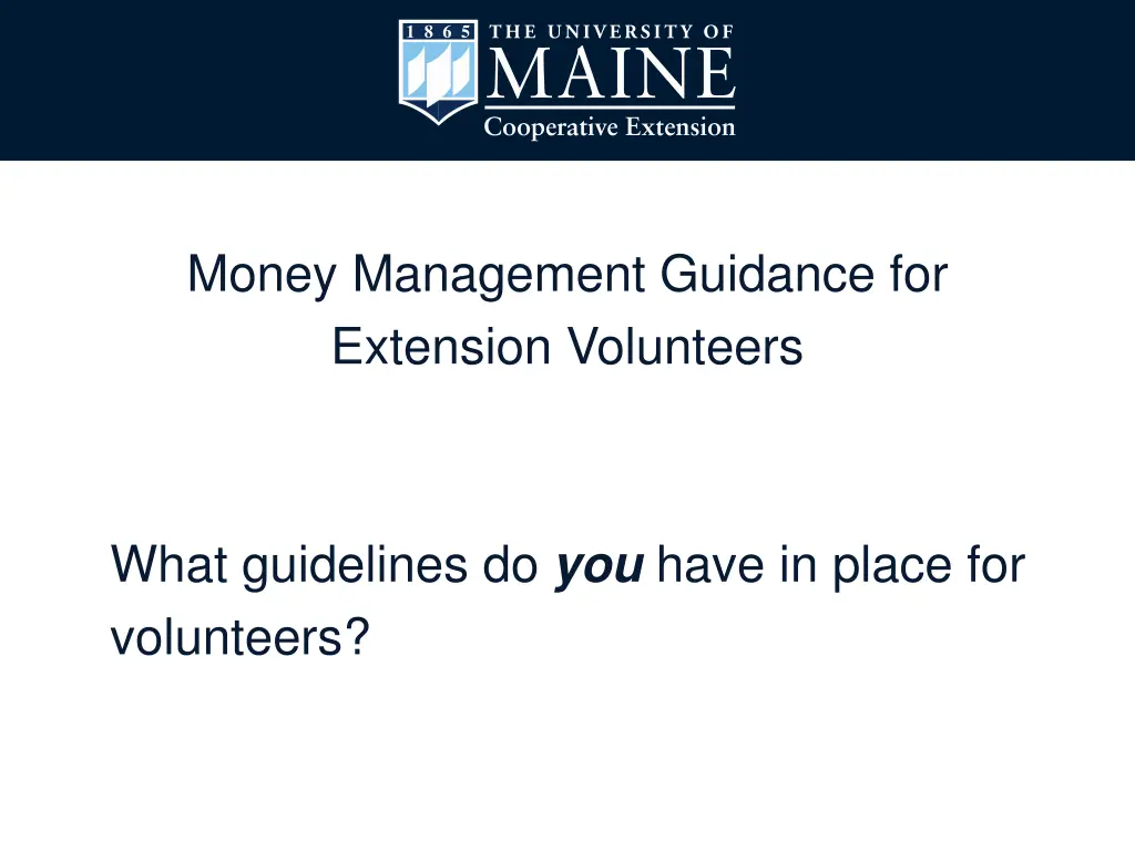 money management guidance for extension volunteers