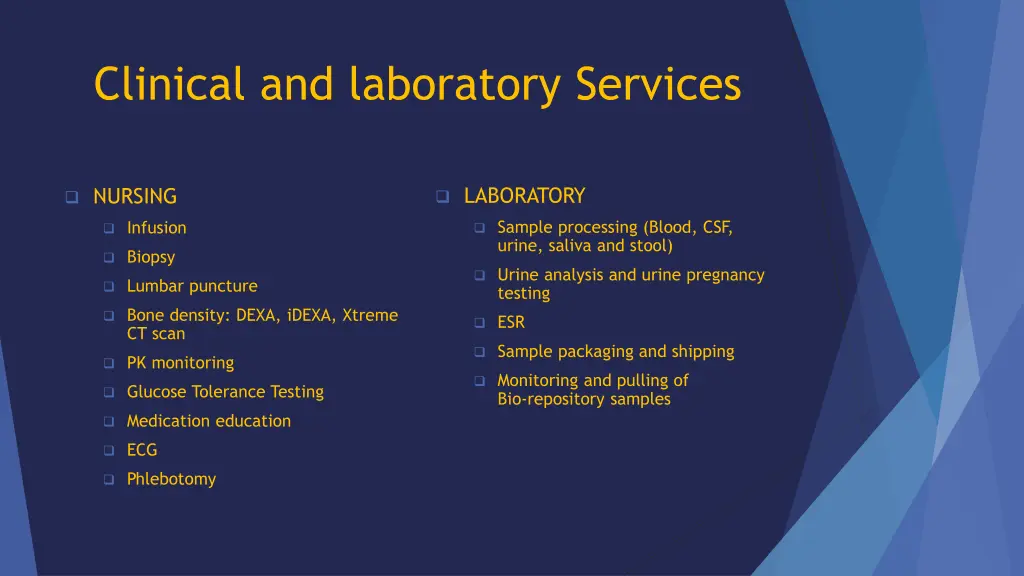 clinical and laboratory services