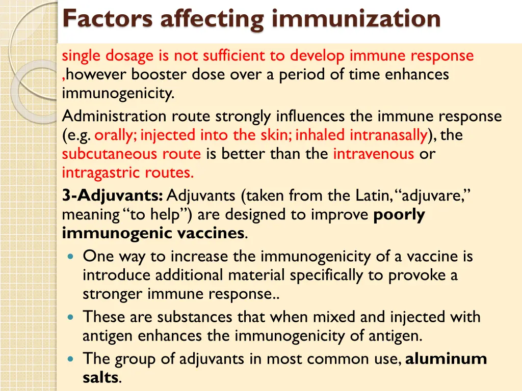 factors affecting immunization