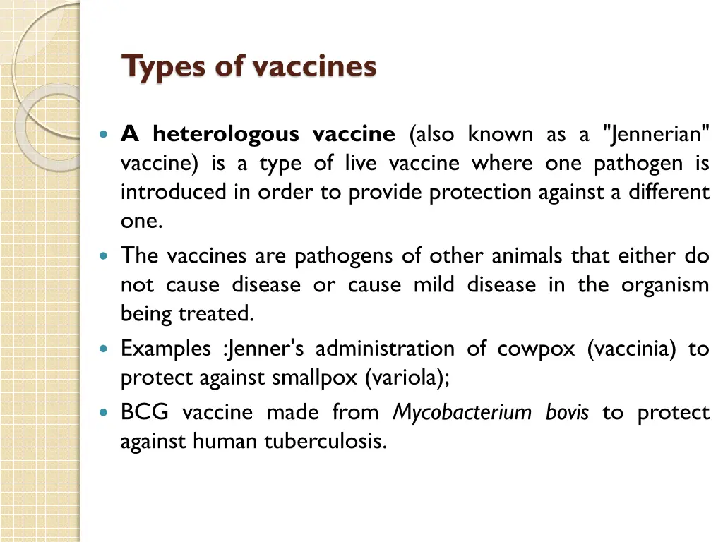 types of vaccines