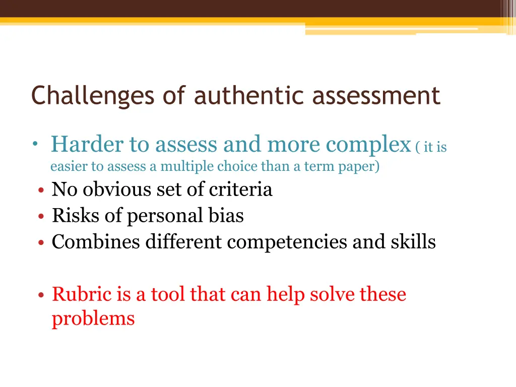 challenges of authentic assessment