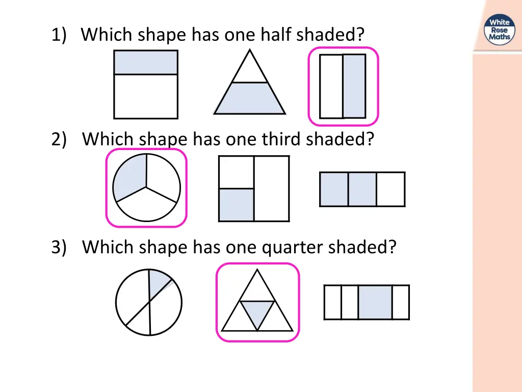 1 which shape has one half shaded 1