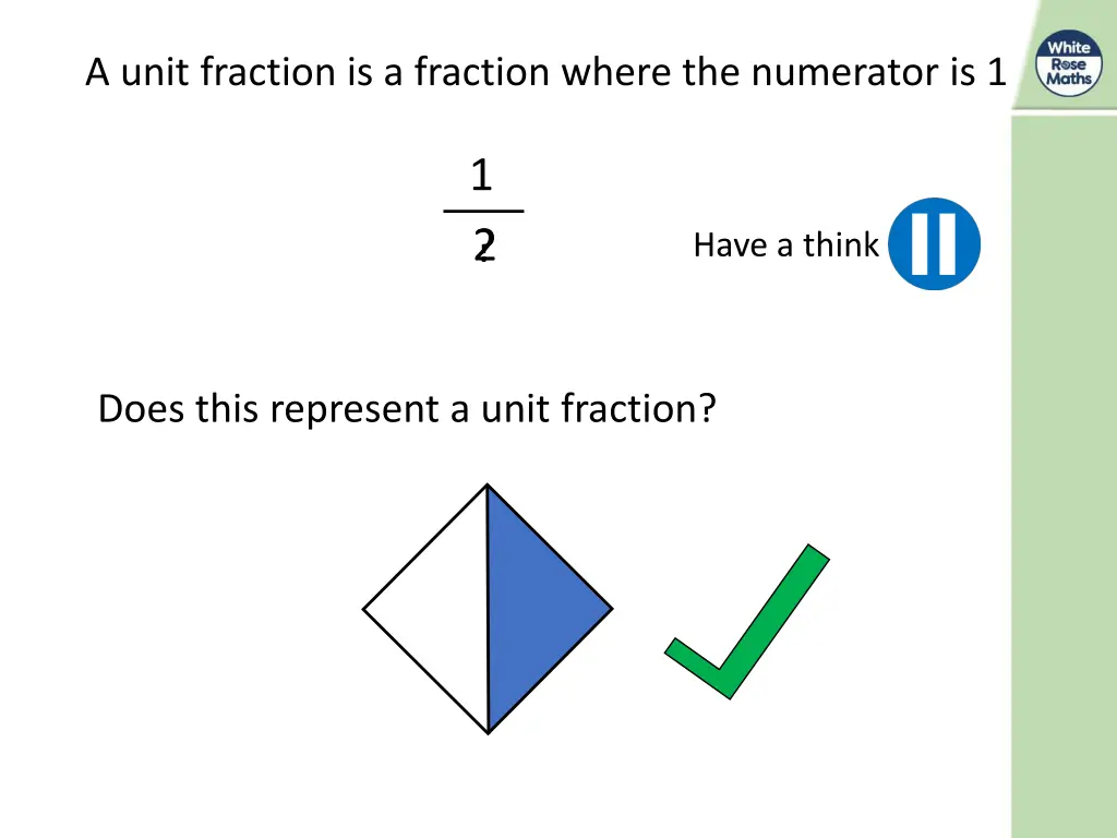 a unit fraction is a fraction where the numerator 1