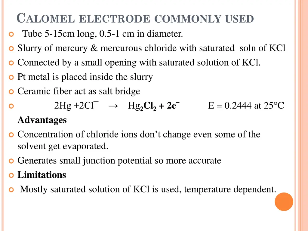 c alomel electrode commonly used tube 5 15cm long