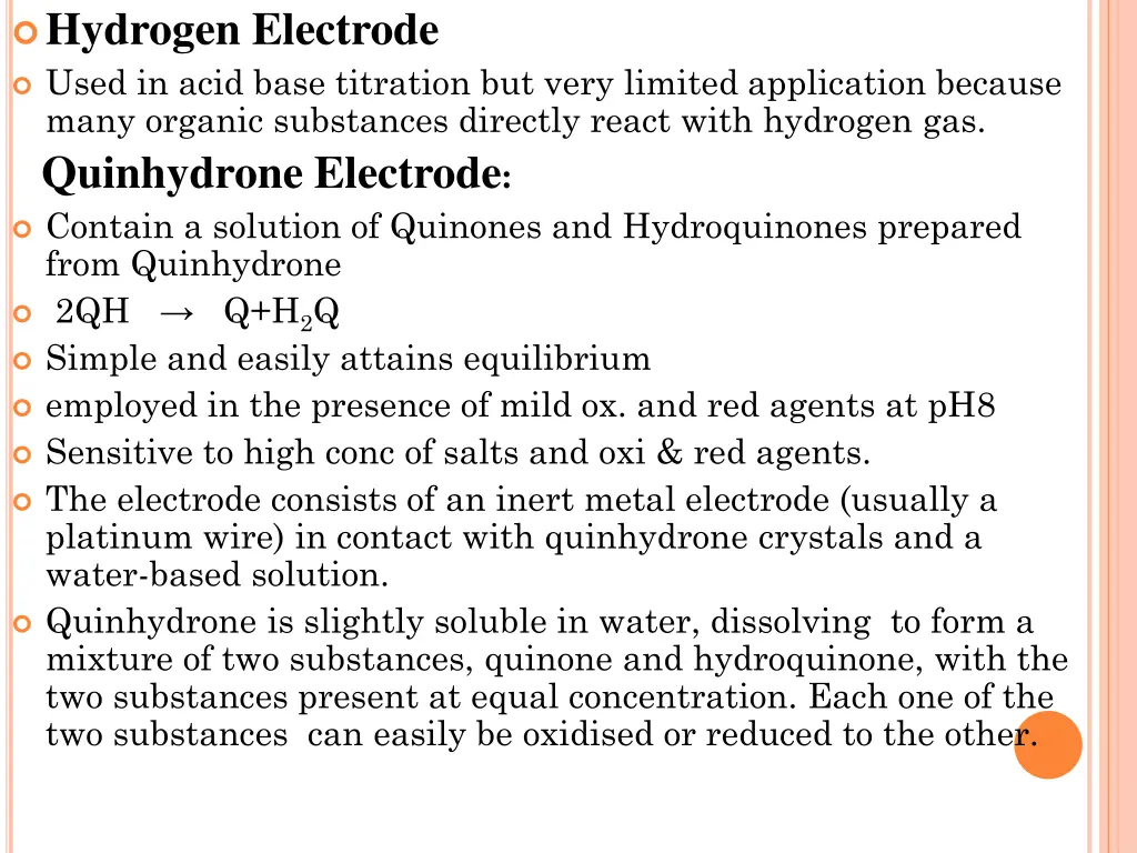 hydrogen electrode used in acid base titration