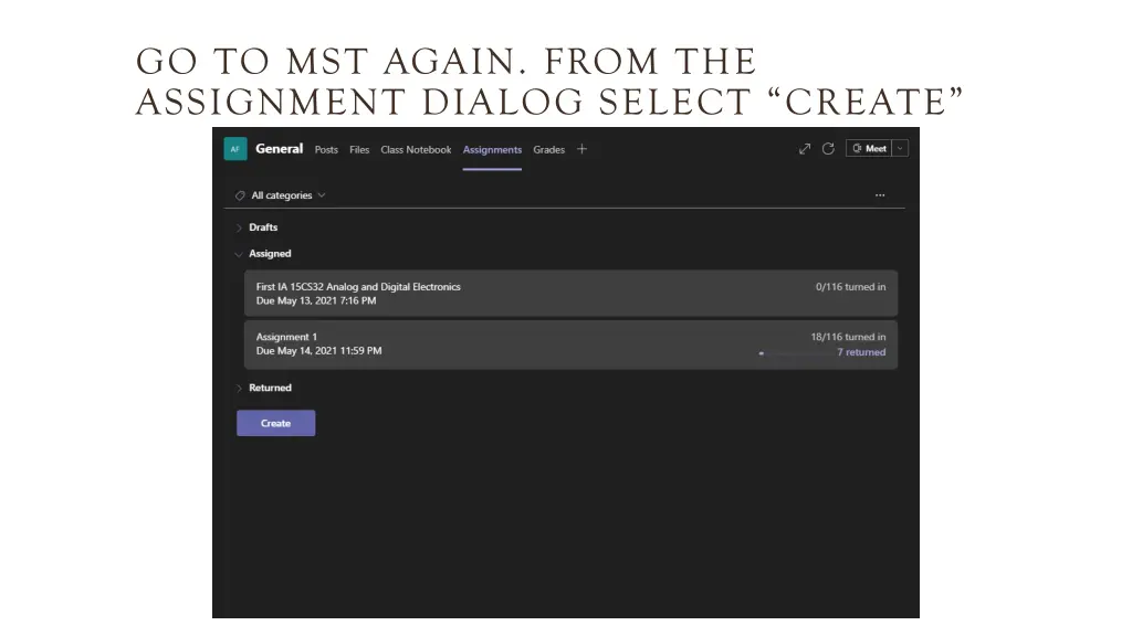 go to mst again from the assignment dialog select