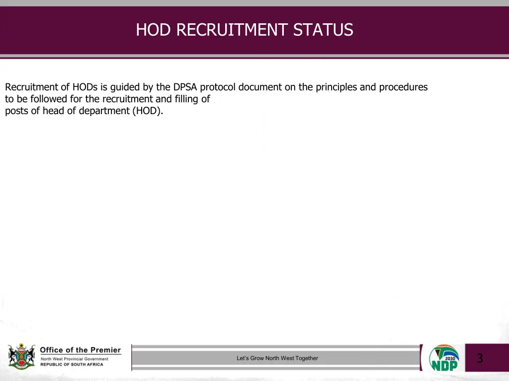 hod recruitment status