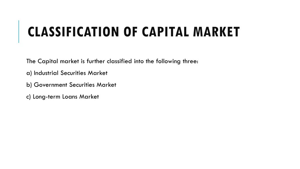 classification of capital market