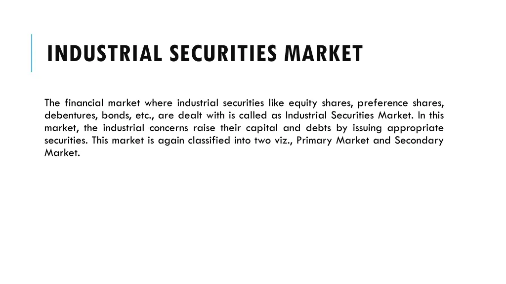 industrial securities market