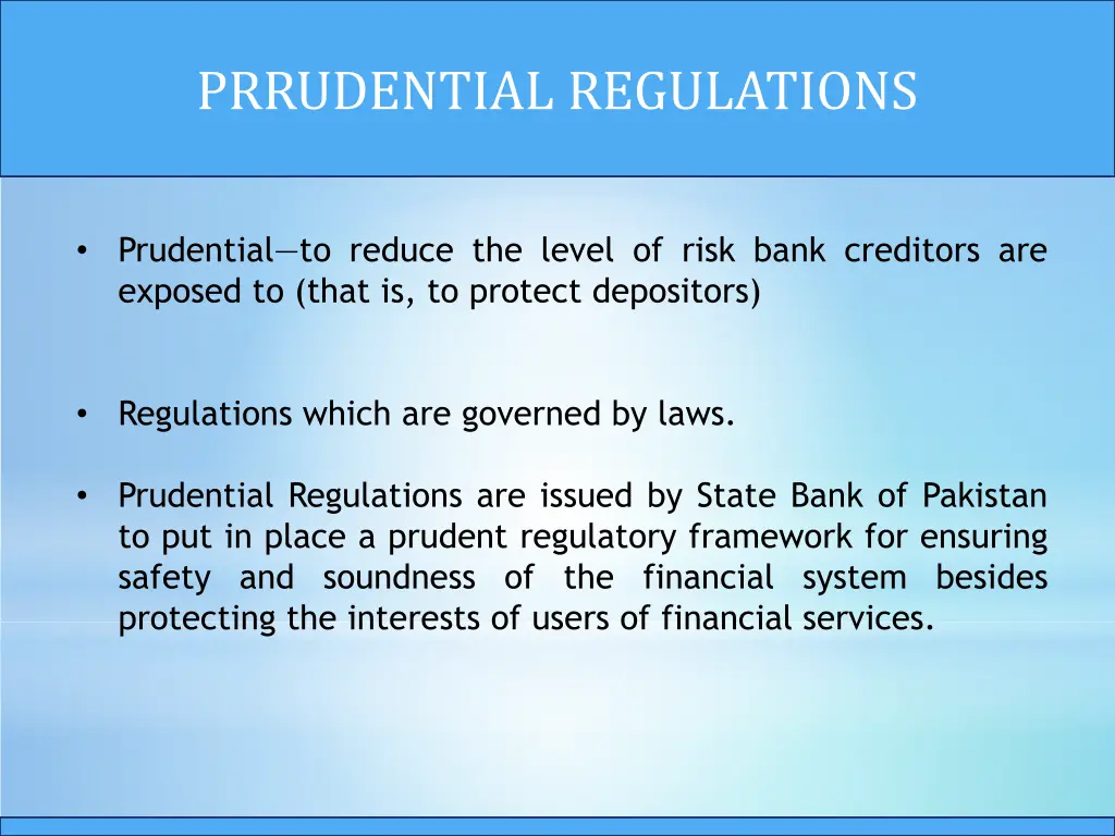 prrudential regulations