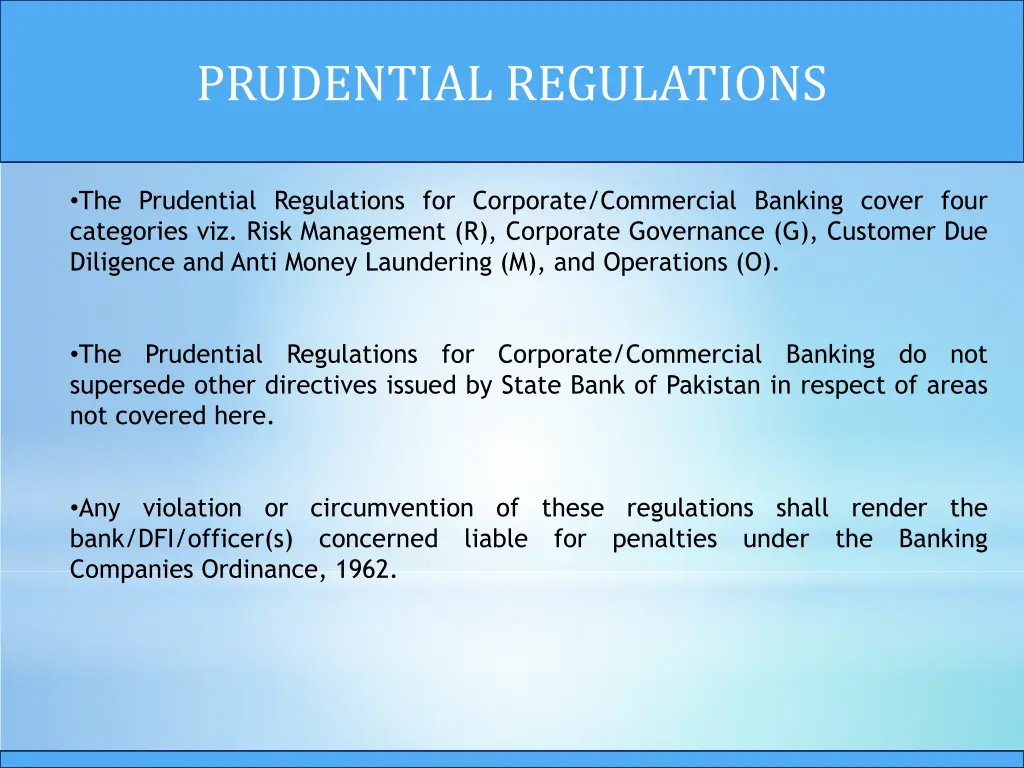 prudential regulations