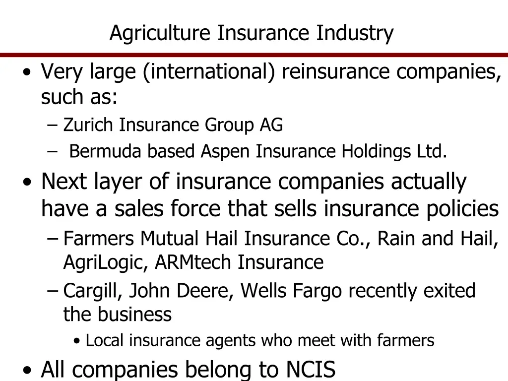 agriculture insurance industry