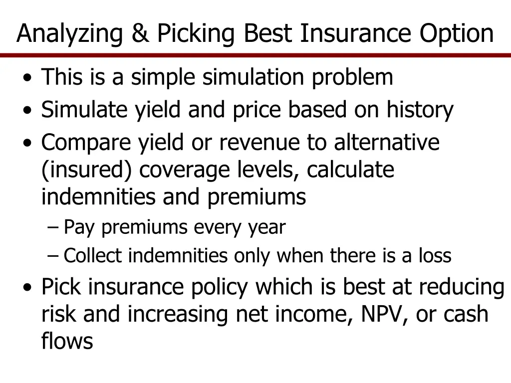 analyzing picking best insurance option