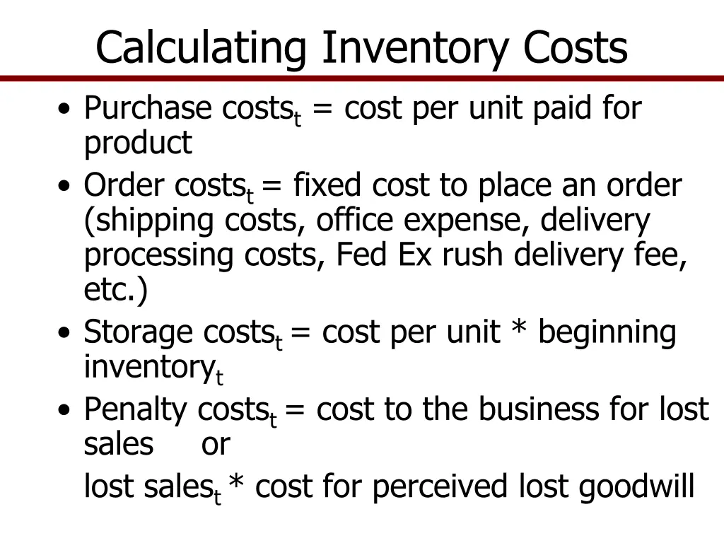 calculating inventory costs purchase costs t cost