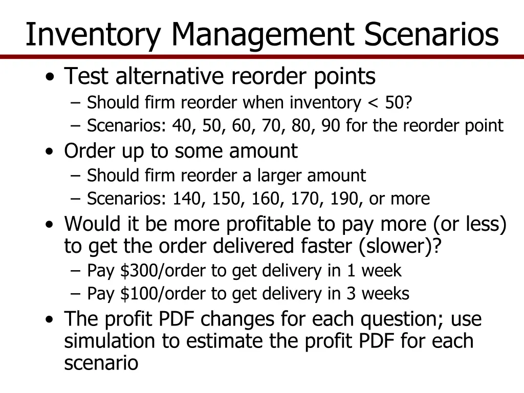 inventory management scenarios