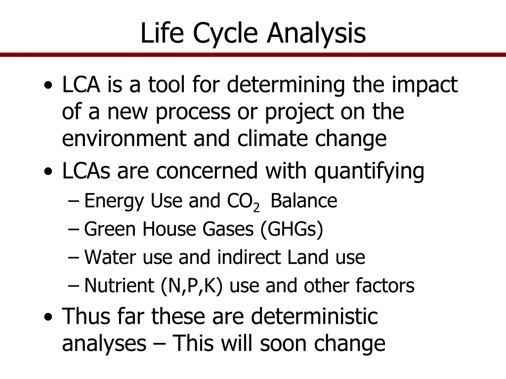 life cycle analysis