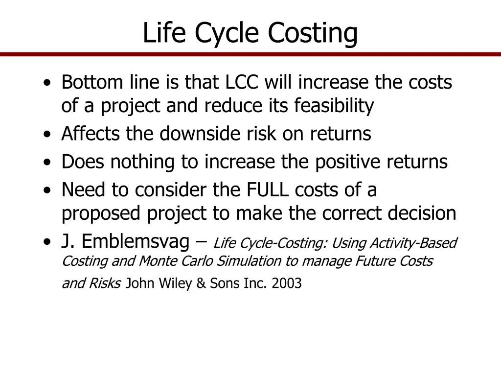 life cycle costing 2